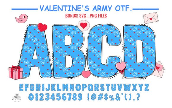 Love Valentine's Army Little Bird: The Doodle Font with a Big Heart